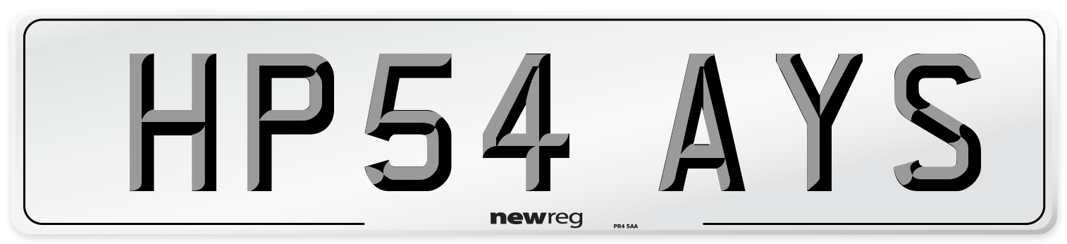 HP54 AYS Number Plate from New Reg
